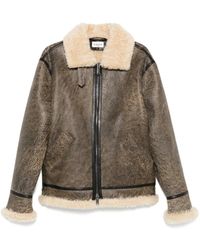 P.A.R.O.S.H. - Giubbotto Shearling Zip-Front Leather Jacket - Lyst
