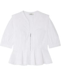 Sandro - Peplum Blouse Met Rits - Lyst