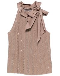 D.exterior - Sequin-Embellished Bow-Tie Top - Lyst