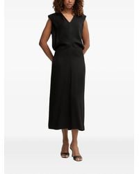 Trussardi - Padded-Shoulder V-Neck Midi Dress - Lyst