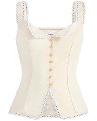 Manière De Voir - Delia Linen Lace Trim Corset Cami Top - Lyst