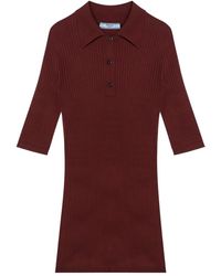 Prada - Rust-coloured Ribbed Polo - Lyst