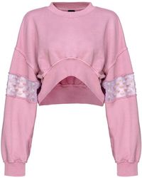 Pinko - Sequin-embellished Cropped Sweatshirt - Lyst