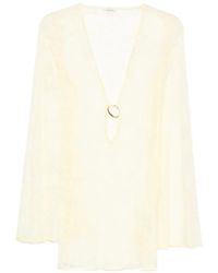 Oséree - Lace Long-Sleeve Mini Beach Dress - Lyst