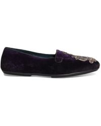 Dolce & Gabbana - Crown-Embroidered Velvet Loafers - Lyst
