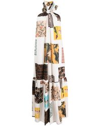 Erika Cavallini Semi Couture - Graphic-print Halterneck Maxi Dress - Lyst