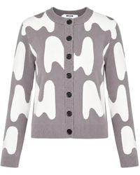 MSGM - Jacquard Crew-Neck Cardigan - Lyst
