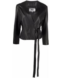MM6 by Maison Margiela - Wrap-Style Leather Jacket - Lyst