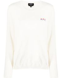 A.P.C. - Logo-Embroidered Cotton Jumper - Lyst