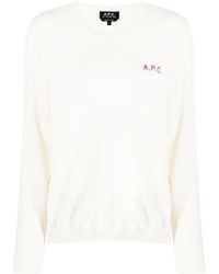 A.P.C. - Pull En Coton À Logo Brodé - Lyst