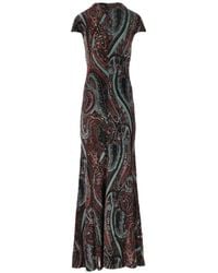 Etro - Paisley-Print Short-Sleeve Maxi Dress - Lyst