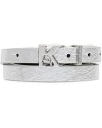KARL LAGERFELD - Crinkled-Finish Logo-Buckle Belt - Lyst