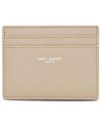 Saint Laurent - Beige Leather Cardholder - Lyst