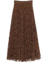 Ermanno Scervino - Pleated Lace Midi Skirt - Lyst