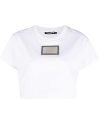 Dolce & Gabbana - KIM DOLCE&GABBANA T-shirt cropped con placca "KIM Dolce&Gabbana" - Lyst