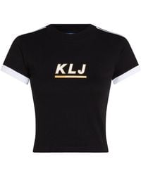 Karl Lagerfeld - Cropped-T-Shirt mit Logo-Print - Lyst