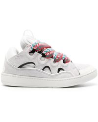 Lanvin - Curb Panelled Suede Sneakers - Lyst