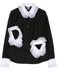 Noir Kei Ninomiya - Chemise en coton à volants - Lyst