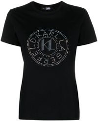 Karl Lagerfeld - T-Shirt aus Bio-Baumwolle mit Logo-Verzierung - Lyst