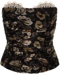 Magda Butrym - Floral-print Lace-detail Top - Lyst
