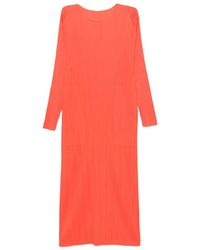 Pleats Please Issey Miyake - Pleated Long-Sleeve Midi Dress - Lyst