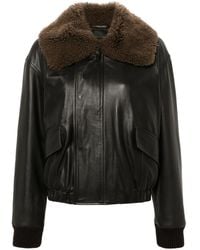 Lemaire - Lederjacke Mit Shearling-Kragen - Lyst