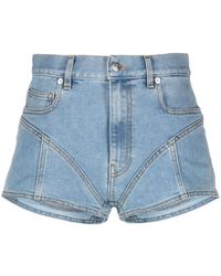 Mugler - Spiral Jeans-Shorts mit Kontrasteinsatz - Lyst
