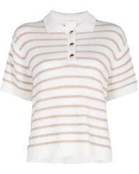 Allude - Striped Short-Sleeve Polo Top - Lyst