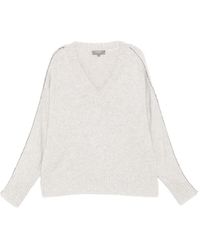 N.Peal Cashmere - Metal-Trim V-Neck Sweater - Lyst