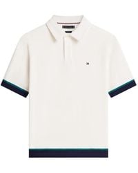 Tommy Hilfiger - Embroidered-Logo Striped-Trim Polo Shirt - Lyst