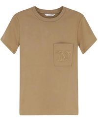 Max Mara - Logo-Embroidered Pocket-Detail Cotton T-Shirt - Lyst
