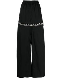 Area - Crystal-embellished Wide-leg Trousers - Lyst