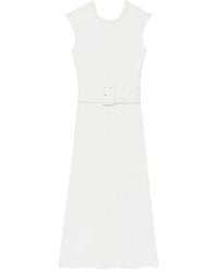 Another Tomorrow - Belted Bias-Cut Midi Dress - Lyst