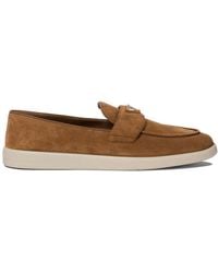 Prada - Suede Leather Loafers - Lyst