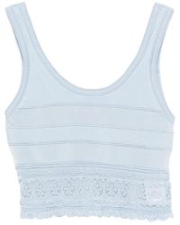 Sandro - Lace-Trim Knit Crop Top - Lyst