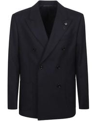 Lardini - Double-Breasted Wool Blazer - Lyst