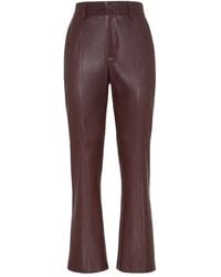 Brunello Cucinelli - Leather Flared Trousers - Lyst