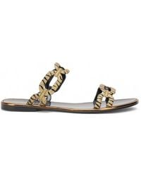 Roberto Cavalli - Tiger-Print Chain-Link Sandals - Lyst