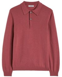 Jil Sander - Long-Sleeve Knitted Polo Shirt - Lyst