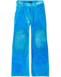 Balenciaga - Wide-leg Crushed Velvet Trousers - Lyst