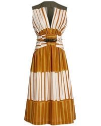 Silvia Tcherassi - Stripe-Print Belted Midi Dress - Lyst