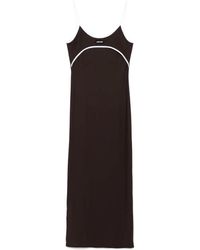 Miu Miu - Vestido midi con ribetes en contraste - Lyst