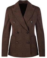 Max Mara - Check Double-Breasted Blazer - Lyst