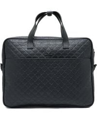 Emporio Armani - Eagle-Motif Leather Briefcase - Lyst