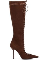 Le Silla - 100Mm Colette Lace-Up Suede Boots - Lyst