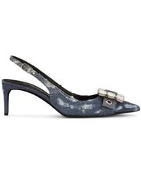 Dolce & Gabbana - Patchwork Jeans Slingback Sandals For - Lyst