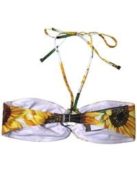 Dolce & Gabbana - Floral-Print Halterneck Bikini Top - Lyst