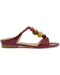 Malone Souliers - Lena Bead-Embellished Patent-Leather Sandals - Lyst