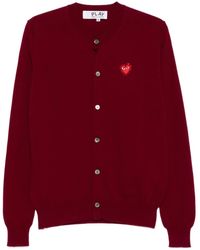 COMME DES GARÇONS PLAY - Heart-Emblem Rhinestone-Embellishment Cardigan - Lyst