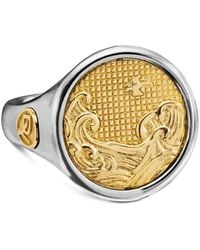David Yurman - 18Kt And Sterling Water And Fire Duality Signet Ring (20Mm) - Lyst